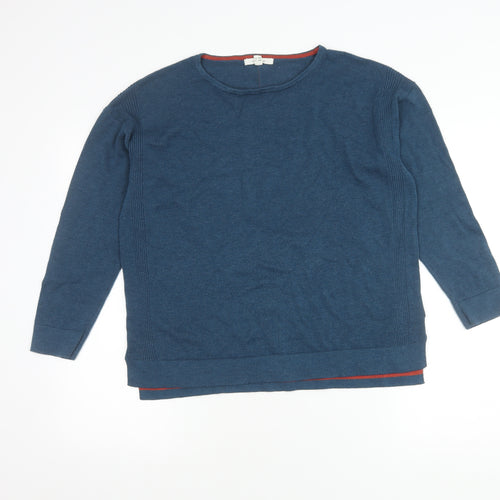 Wheatmuff Women's Blue Cotton Modal Crew Neck Jumper Size 14
