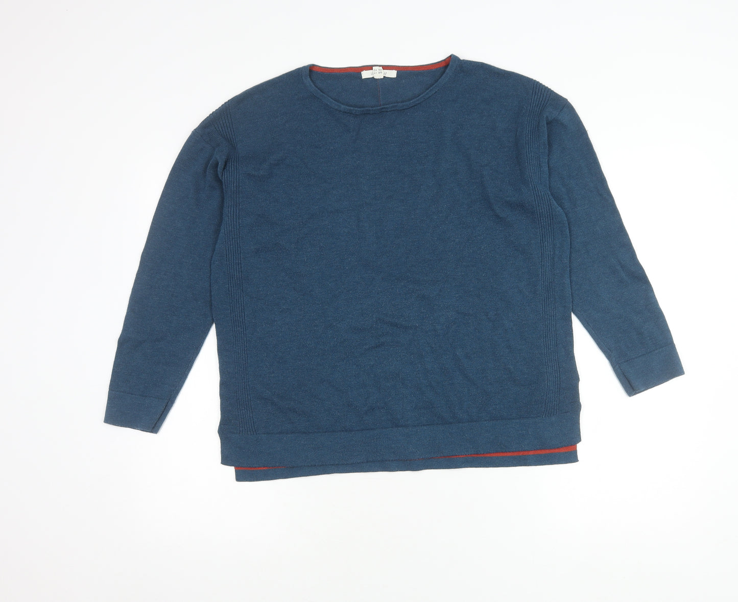 Wheatmuff Women's Blue Cotton Modal Crew Neck Jumper Size 14