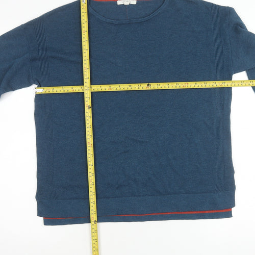 Wheatmuff Women's Blue Cotton Modal Crew Neck Jumper Size 14