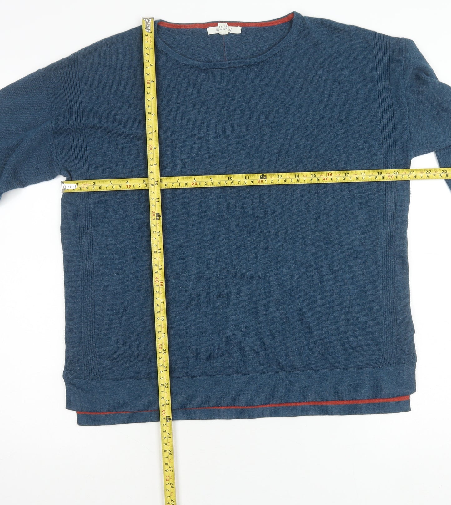 Wheatmuff Women's Blue Cotton Modal Crew Neck Jumper Size 14