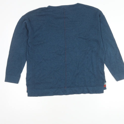 Wheatmuff Women's Blue Cotton Modal Crew Neck Jumper Size 14