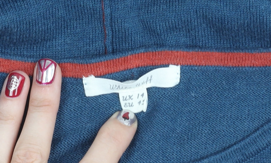 Wheatmuff Women's Blue Cotton Modal Crew Neck Jumper Size 14