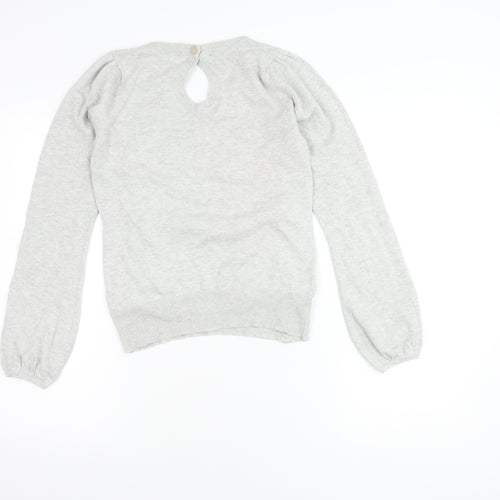 SoulCal Women's Grey V-Neck Pullover Jumper Size 10 Puff Sleeve