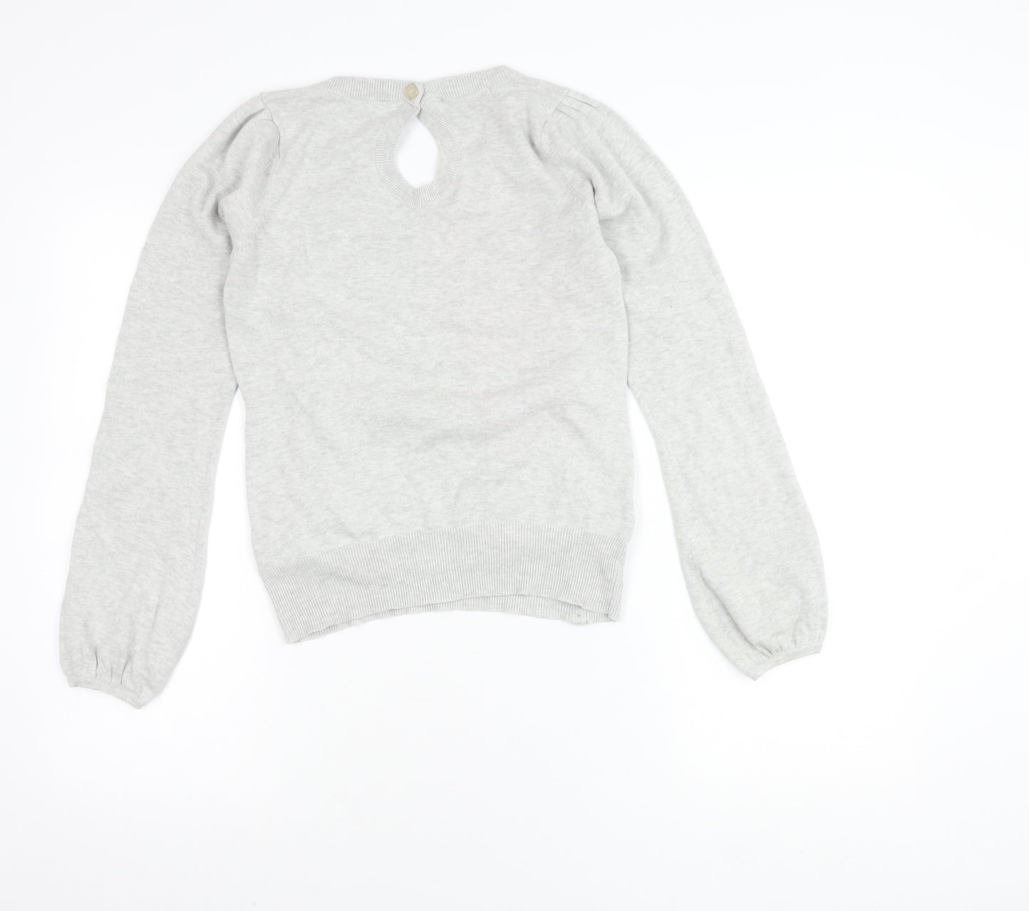 SoulCal Women's Grey V-Neck Pullover Jumper Size 10 Puff Sleeve