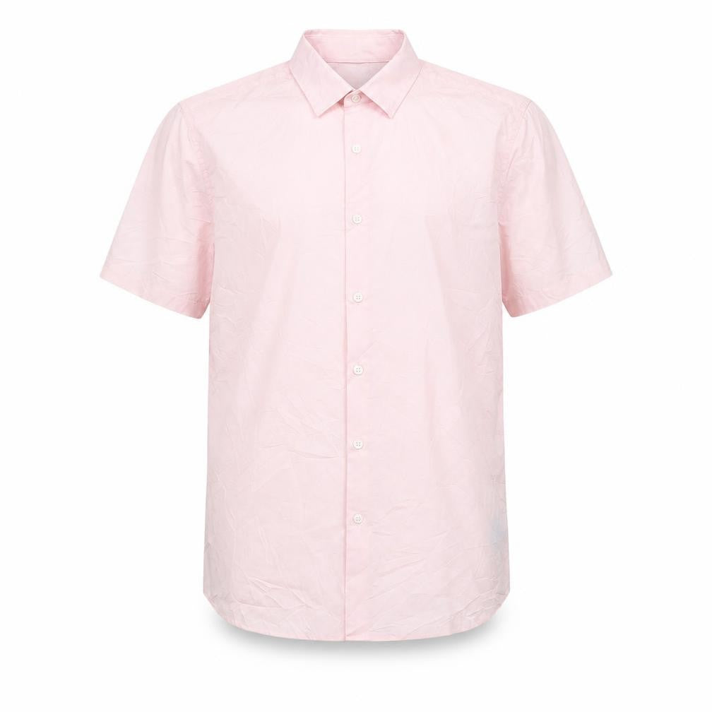 ASOS DESIGN Men's Pink Short Sleeve Button-Up Shirt L Cotton Blend
