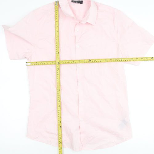 ASOS DESIGN Men's Pink Short Sleeve Button-Up Shirt L Cotton Blend