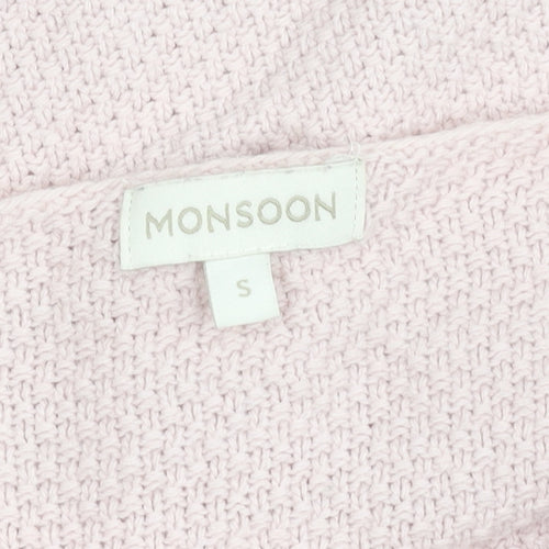 Monsoon Womens Pink Boat Neck Alpaca Blend Jumper Size S