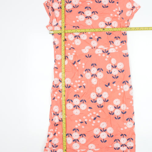 White Stuff Women's Pink Floral Shift Dress Size 12 Knee Length Cotton