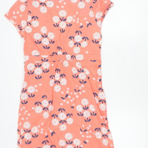 White Stuff Women's Pink Floral Shift Dress Size 12 Knee Length Cotton