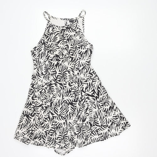 Topshop Women’s Black Animal Print Size 10 A-Line Halter Mini Dress