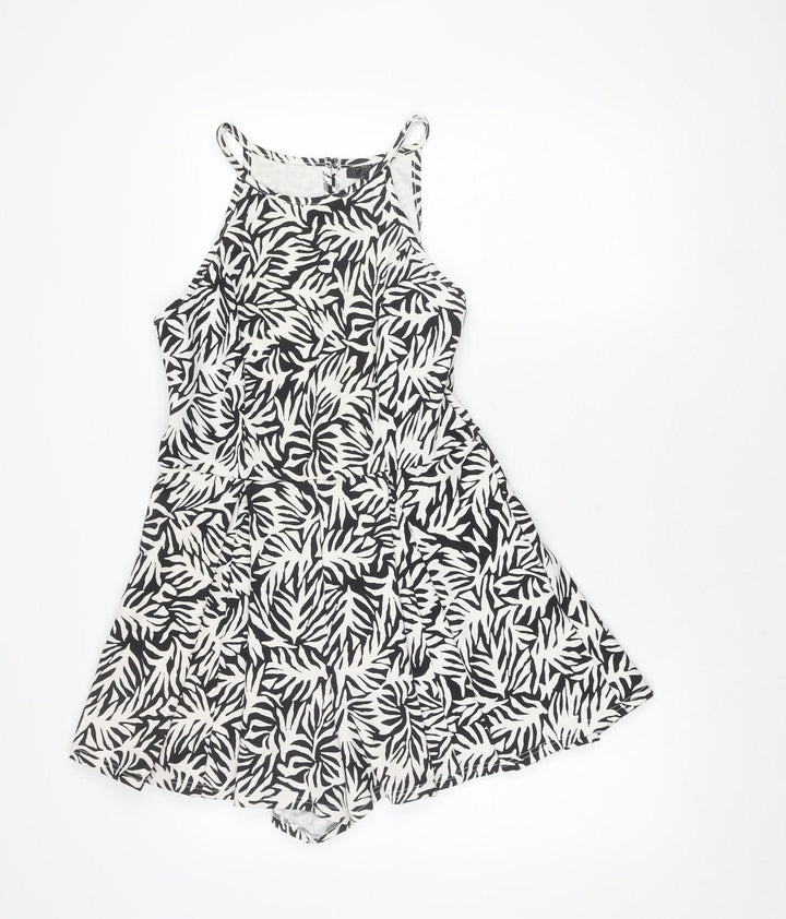 Topshop Women’s Black Animal Print Size 10 A-Line Halter Mini Dress