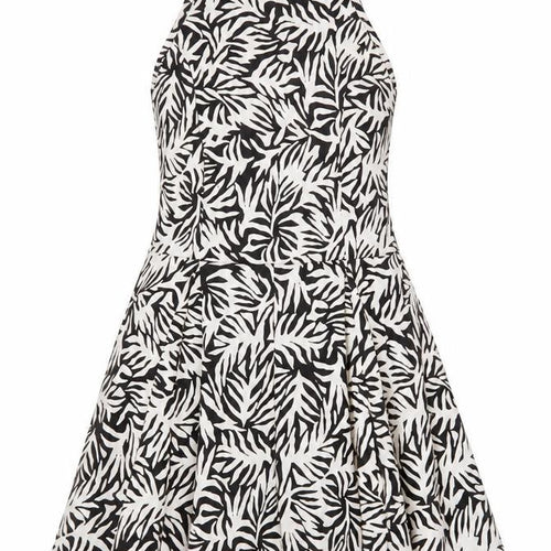 Topshop Women’s Black Animal Print Size 10 A-Line Halter Mini Dress