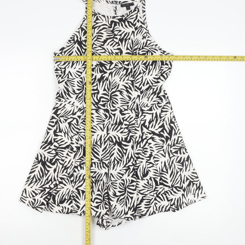 Topshop Women’s Black Animal Print Size 10 A-Line Halter Mini Dress