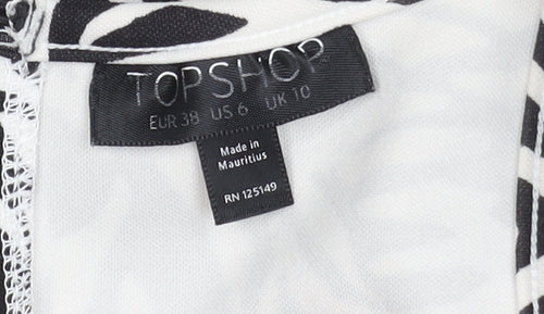 Topshop Women’s Black Animal Print Size 10 A-Line Halter Mini Dress