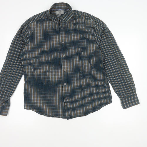 Marks and Spencer Men’s Blue Check Cotton Regular Fit Shirt M 38"-40"