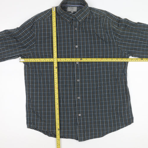 Marks and Spencer Men’s Blue Check Cotton Regular Fit Shirt M 38"-40"