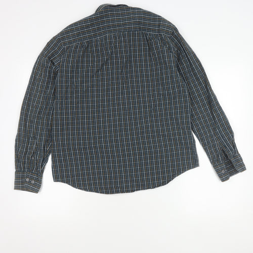 Marks and Spencer Men’s Blue Check Cotton Regular Fit Shirt M 38"-40"