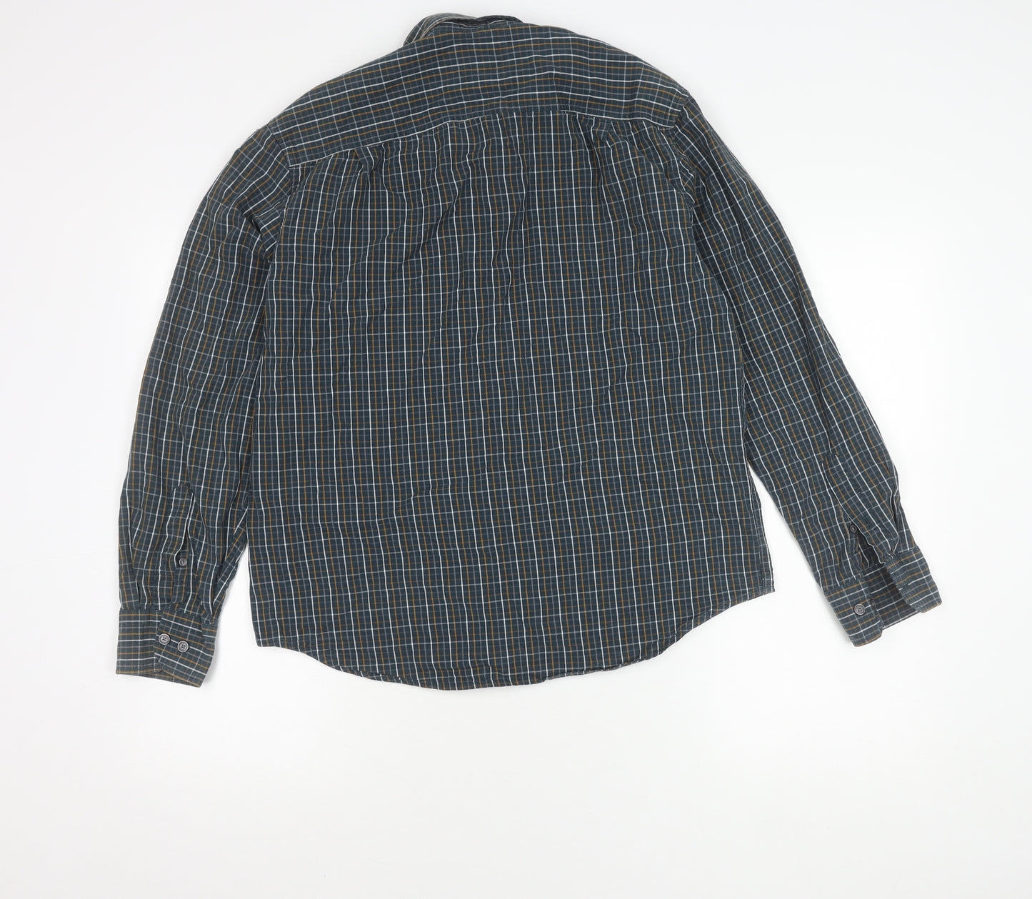 Marks and Spencer Men’s Blue Check Cotton Regular Fit Shirt M 38"-40"