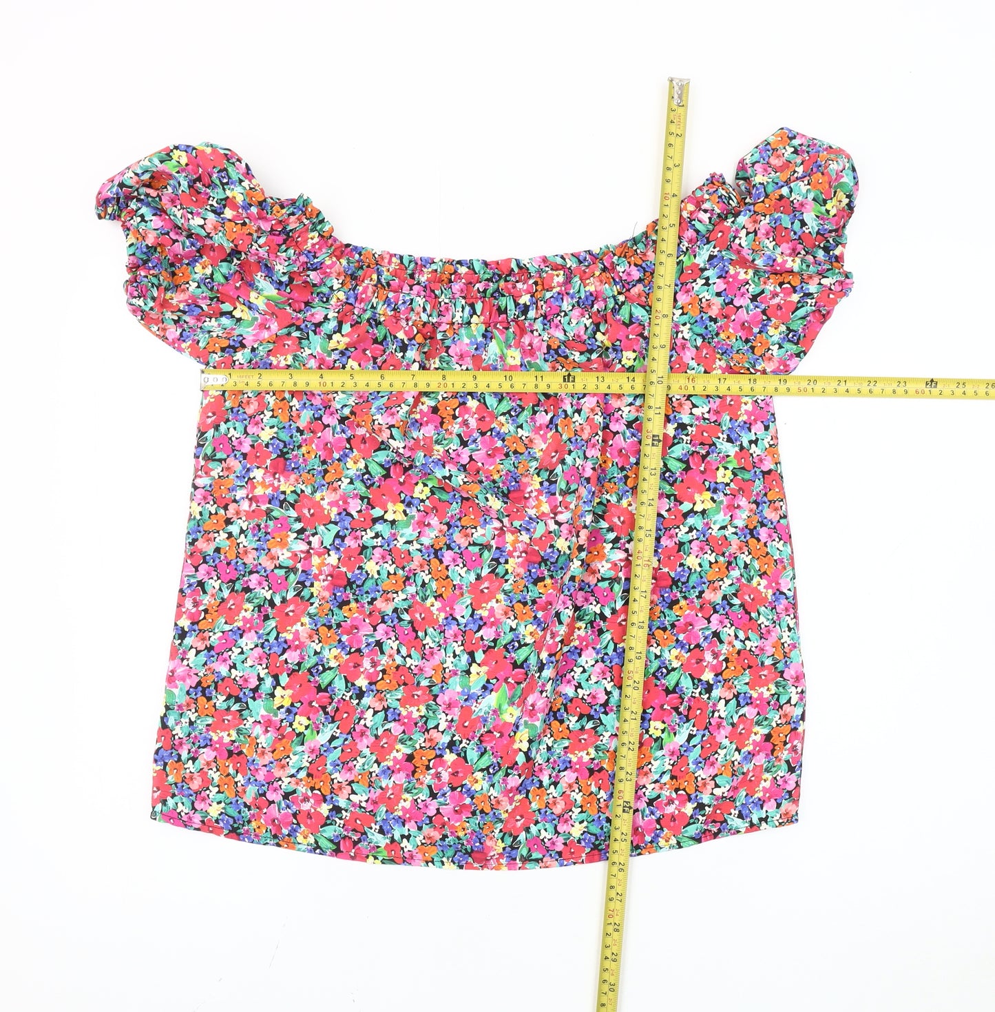 Peacocks Women's Multicoloured Floral Off Shoulder Blouse Size 12