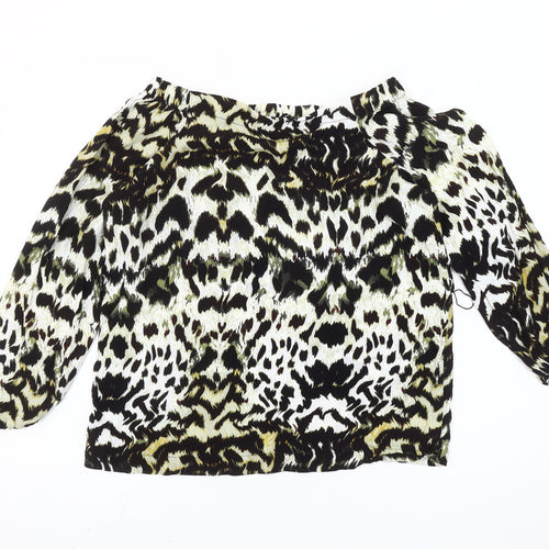 Karen Millen Women's Multicoloured Leopard Print Peasant Blouse UK 8