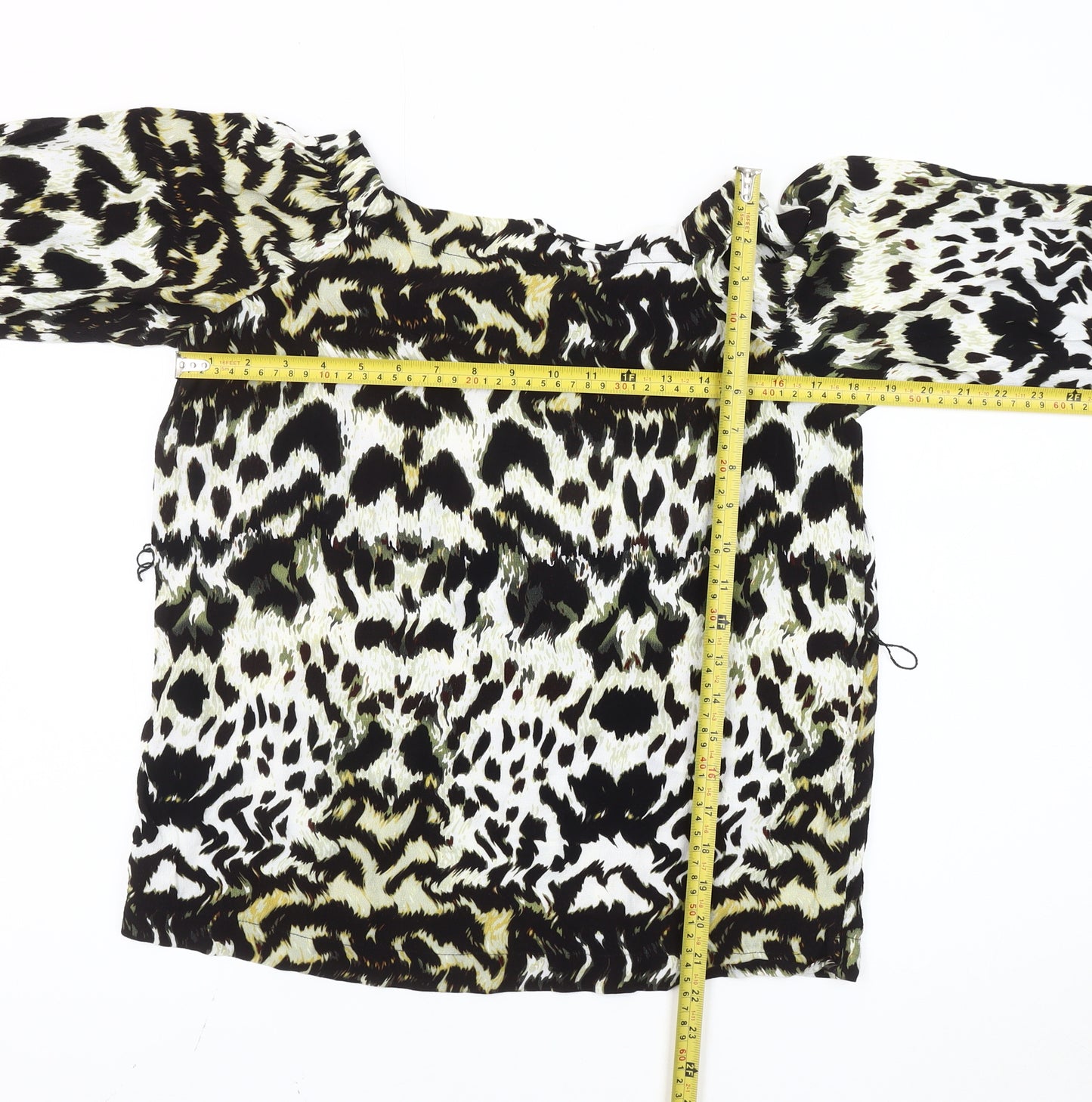 Karen Millen Women's Multicoloured Leopard Print Peasant Blouse UK 8
