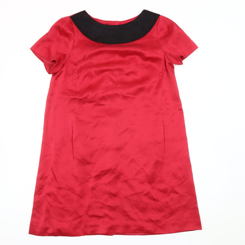 Jesiré Women's Red Silk Shift Dress Size 6 Knee Length Classic
