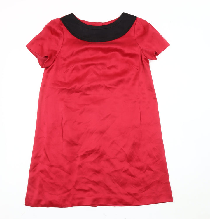 Jesiré Women's Red Silk Shift Dress Size 6 Knee Length Classic