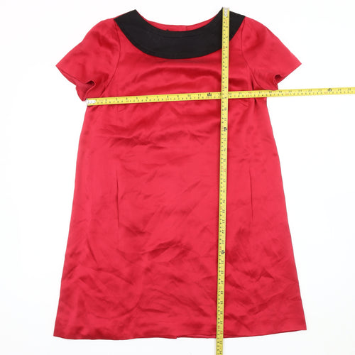Jesiré Women's Red Silk Shift Dress Size 6 Knee Length Classic