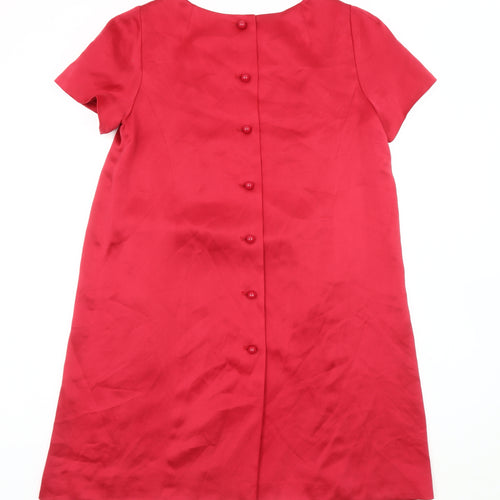 Jesiré Women's Red Silk Shift Dress Size 6 Knee Length Classic