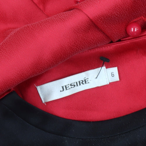 Jesiré Women's Red Silk Shift Dress Size 6 Knee Length Classic
