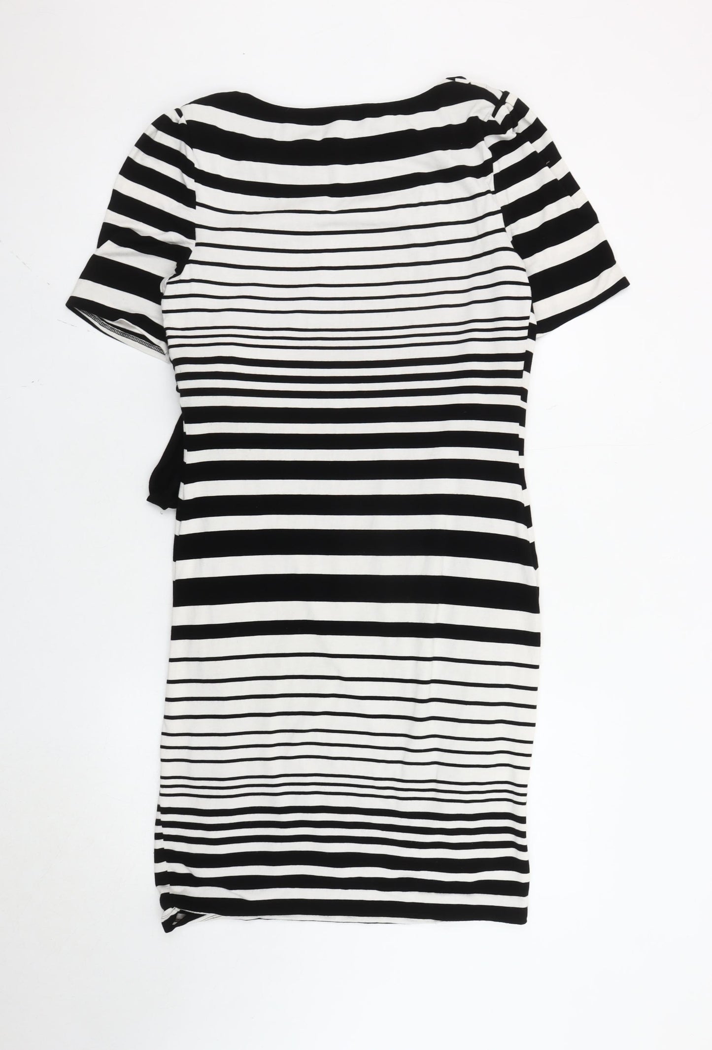 Marks and Spencer Women’s Black Striped Bodycon Bow Dress Size 12