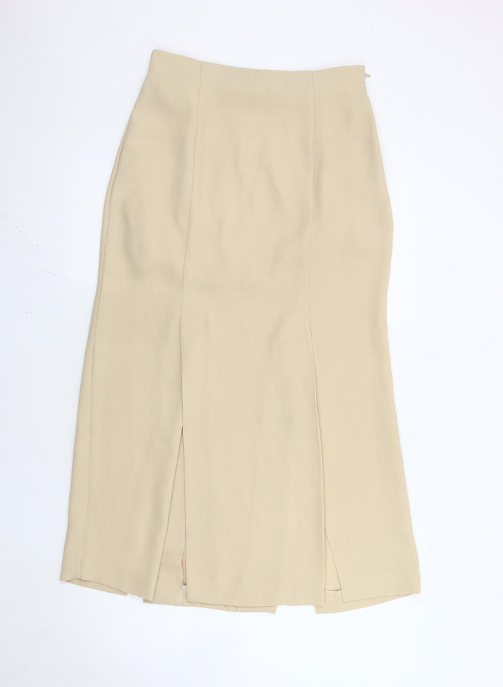 Wallis Women’s Beige Midi Pencil Skirt Size 12 High Waist Lined