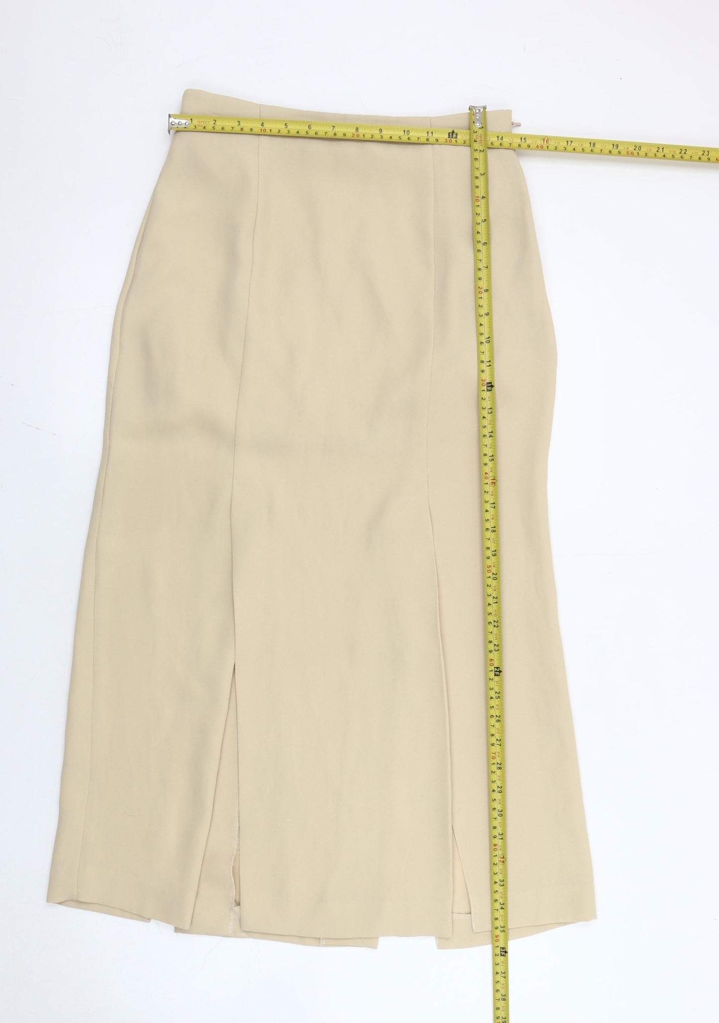 Wallis Women’s Beige Midi Pencil Skirt Size 12 High Waist Lined