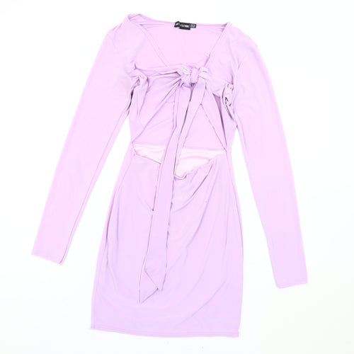 PrettyLittleThing Women’s Purple Size 10 Bodycon Party Dress Long Sleeve