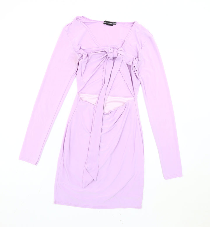 PrettyLittleThing Women’s Purple Size 10 Bodycon Party Dress Long Sleeve
