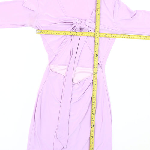 PrettyLittleThing Women’s Purple Size 10 Bodycon Party Dress Long Sleeve