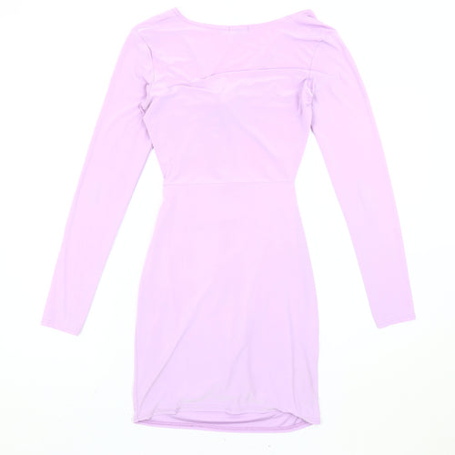 PrettyLittleThing Women’s Purple Size 10 Bodycon Party Dress Long Sleeve