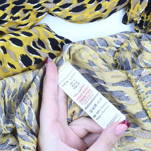 New Look Women's Yellow Leopard Print Shift Dress Size 14