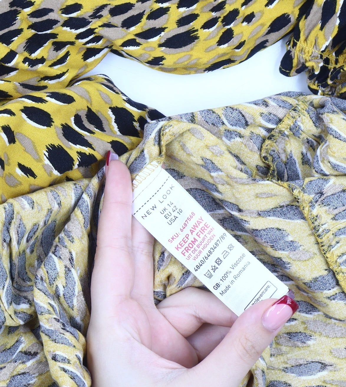 New Look Women's Yellow Leopard Print Shift Dress Size 14