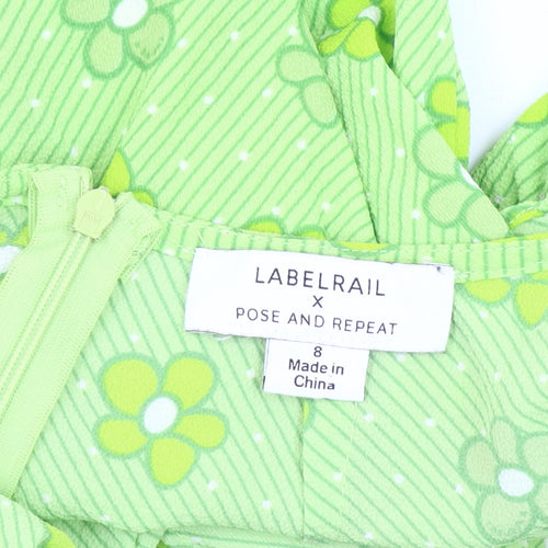 Labelrail Green Floral Slip Dress Women’s Size 8 Summer Party Wear