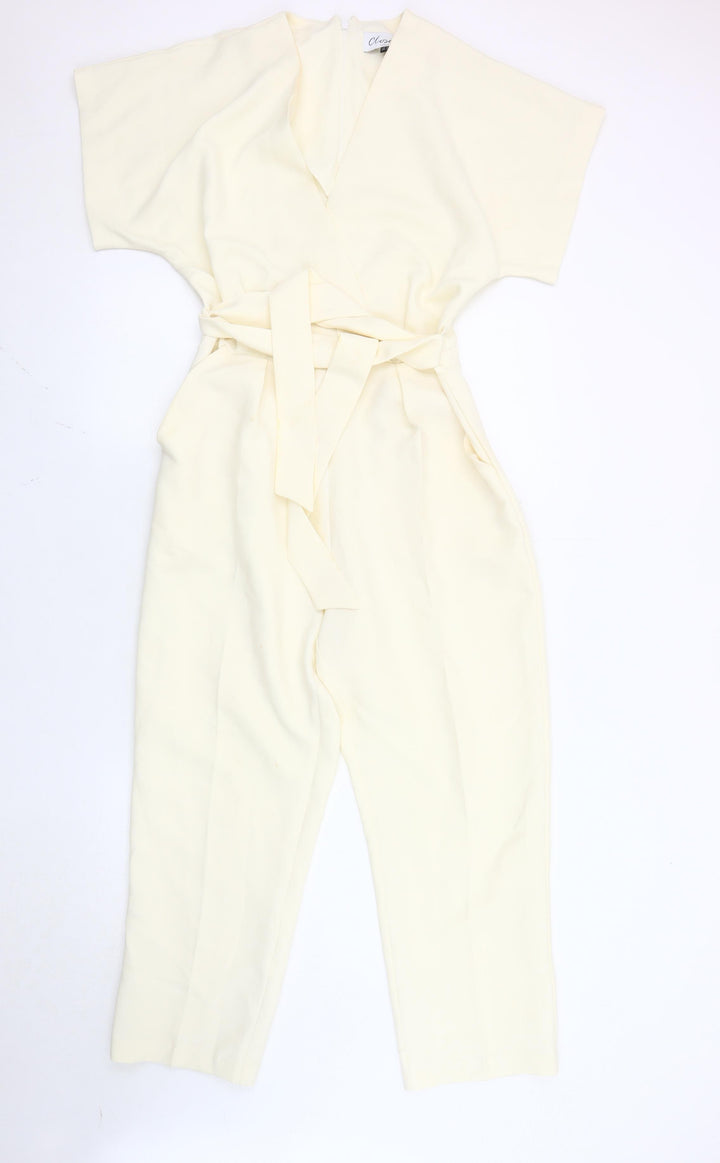 Closet London Women’s Ivory UK 8 Belted Kimono Sleeve Jumpsuit