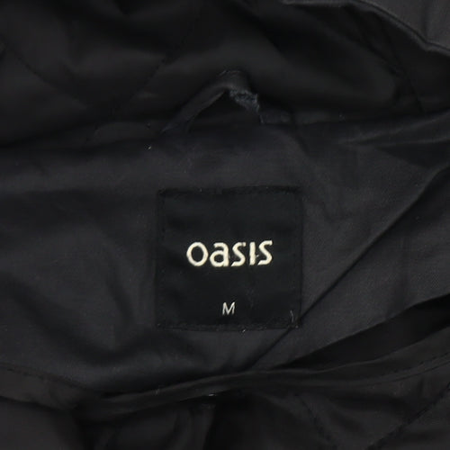 Oasis Women’s Black Long Parka Coat Hooded Size M Autumn Winter