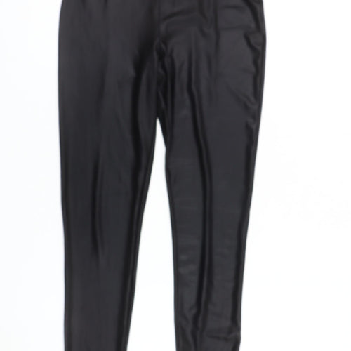 Lipsy Women’s Black Slim Fit Satin Look Leggings Size 8