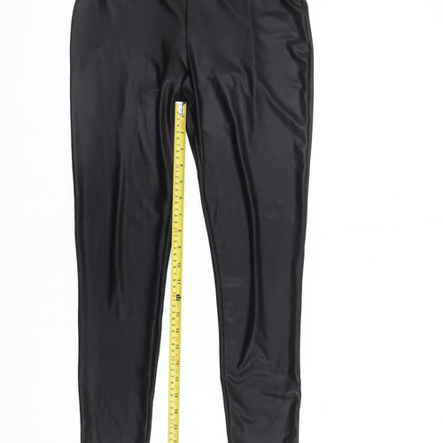 Lipsy Women’s Black Slim Fit Satin Look Leggings Size 8