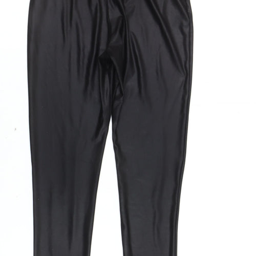 Lipsy Women’s Black Slim Fit Satin Look Leggings Size 8