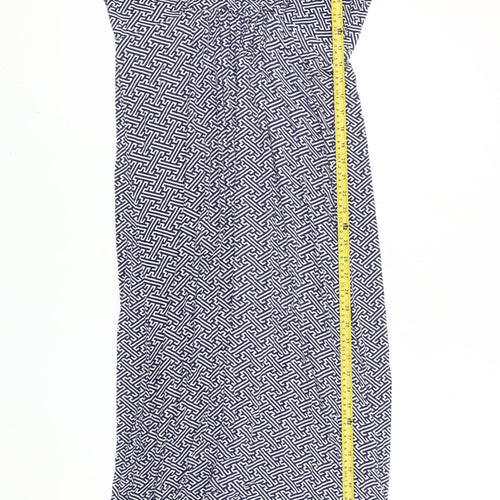 Lily & Me Women’s Blue Geometric Maxi Dress Size 14 Sleeveless V-Neck