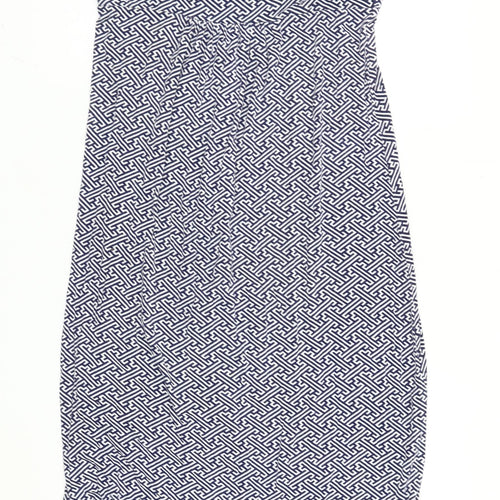 Lily & Me Women’s Blue Geometric Maxi Dress Size 14 Sleeveless V-Neck