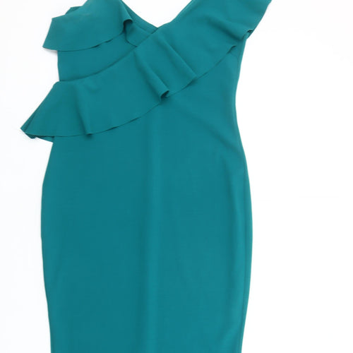 River Island Women’s Green One Shoulder Bodycon Dress Size 10