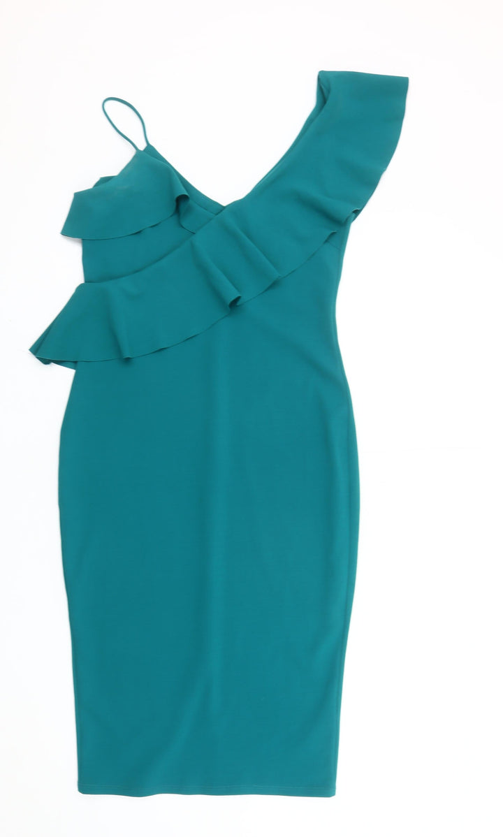 River Island Women’s Green One Shoulder Bodycon Dress Size 10