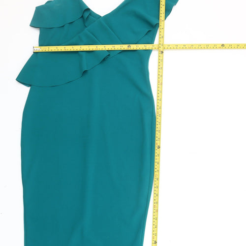 River Island Women’s Green One Shoulder Bodycon Dress Size 10